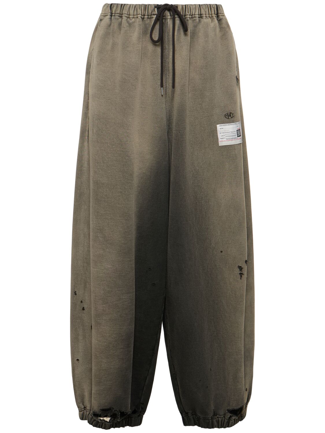 Miharayasuhiro Faded Cotton Wide Leg Sweatpants In Grey