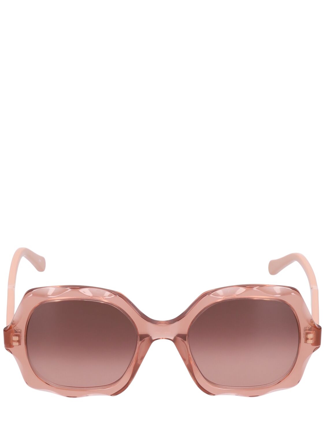 Chloé Scalloped Square Sunglasses In Brown,copper