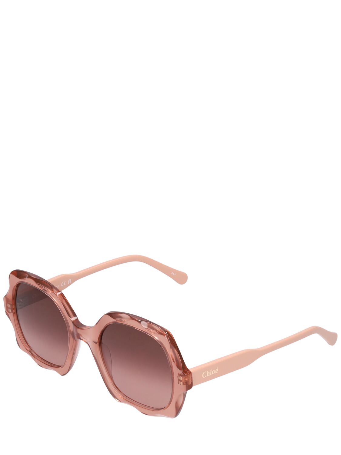 Shop Chloé Scalloped Squared Bio-acetate Sunglasses In Brown,copper