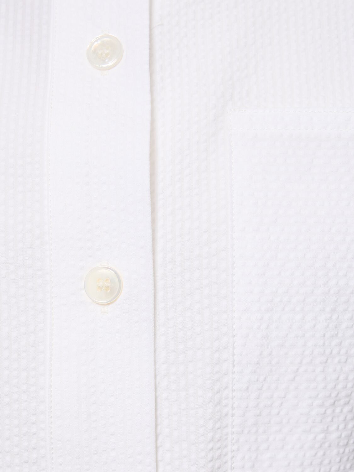 Shop Max Mara Texas Cotton Seersucker Long Shirt In White