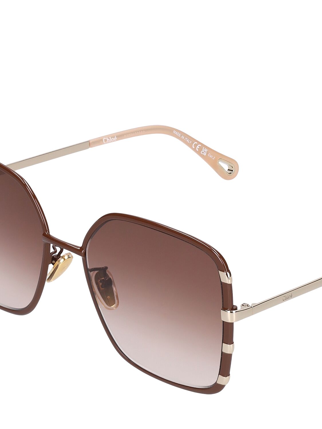 Shop Chloé Celeste Squared Metal Sunglasses In Gold,brown