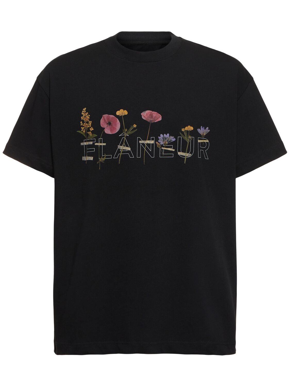 Flâneur Botanical T-shirt In Black Oc