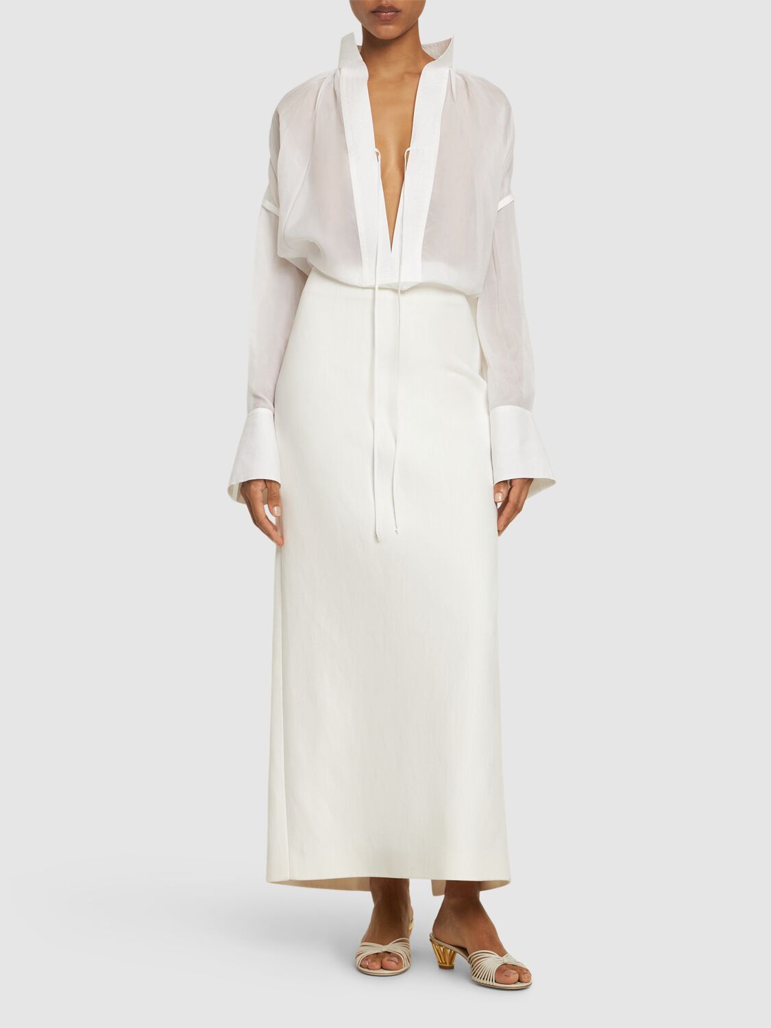 Viscose & Linen Toile Long Skirt