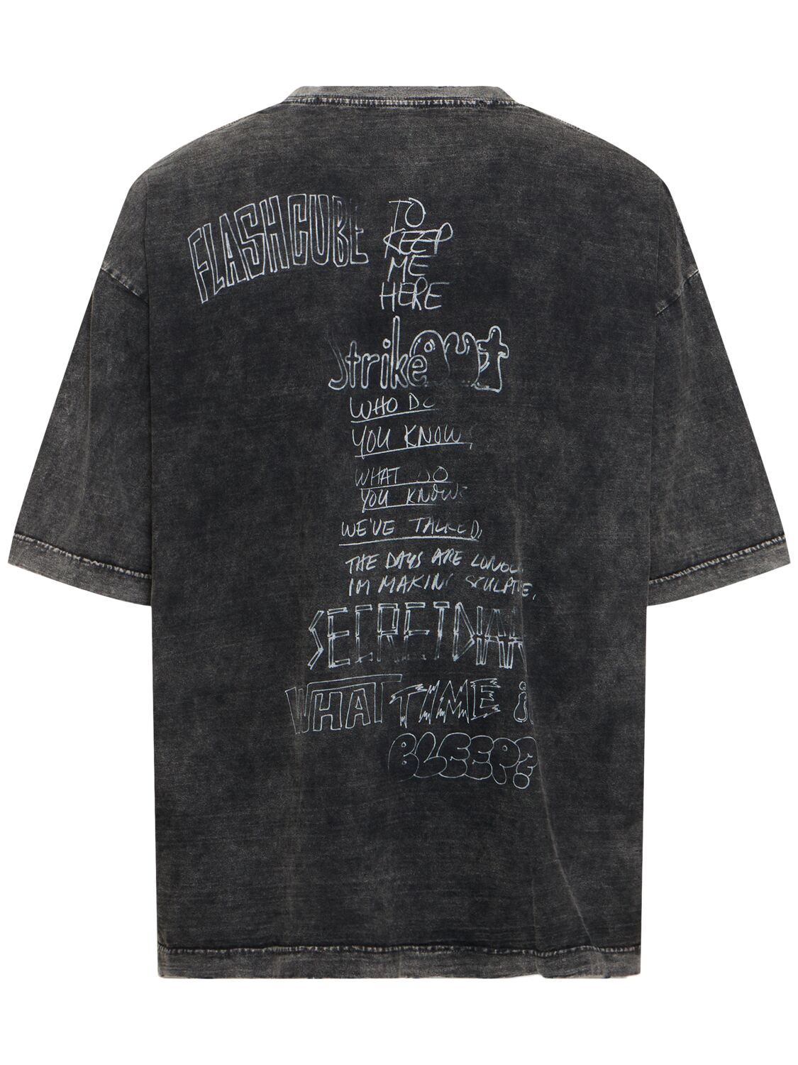 Shop Miharayasuhiro Printed Bleached Cotton T-shirt In Black