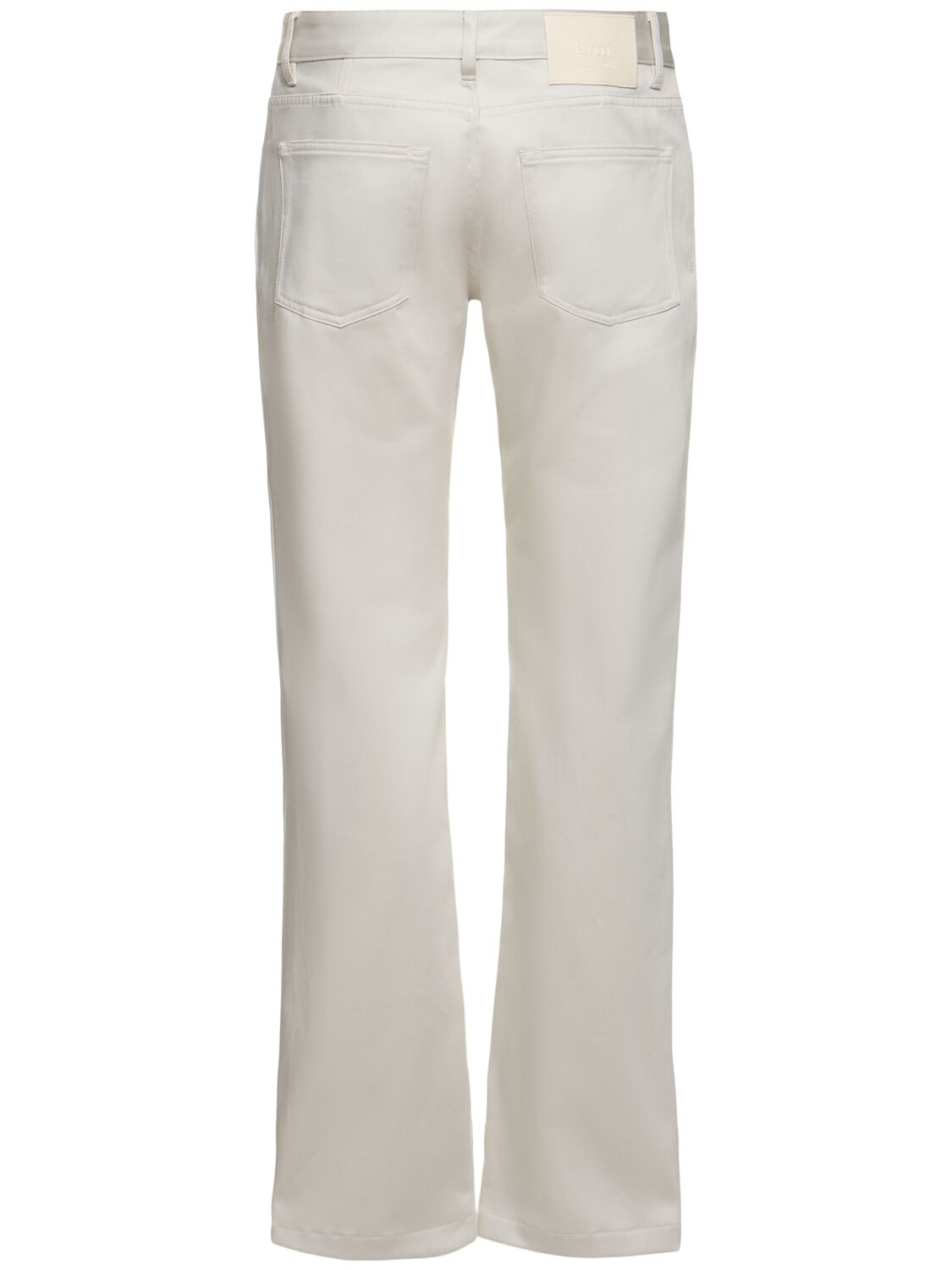 Shop Ami Alexandre Mattiussi Compact Cotton Straight Pants In Chalk