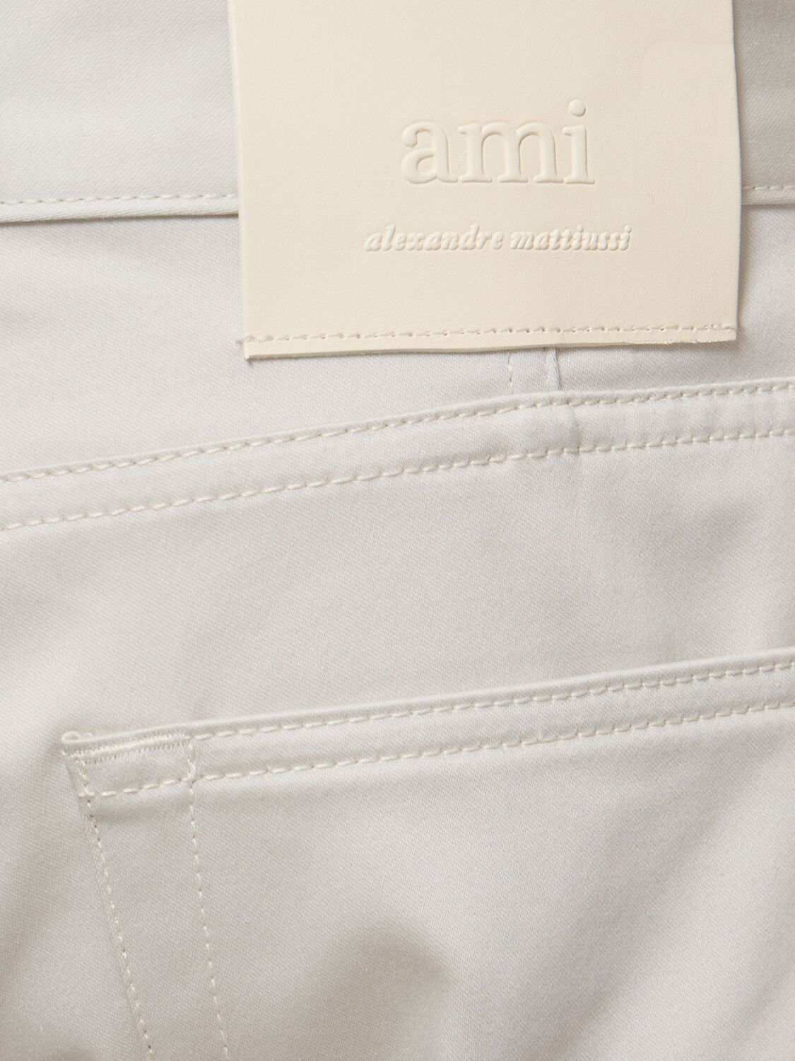 Shop Ami Alexandre Mattiussi Compact Cotton Straight Pants In Chalk