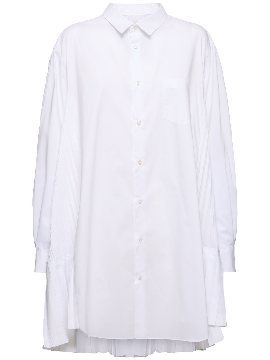Shop Junya Watanabe Cotton Blend Pleated Shirt In White