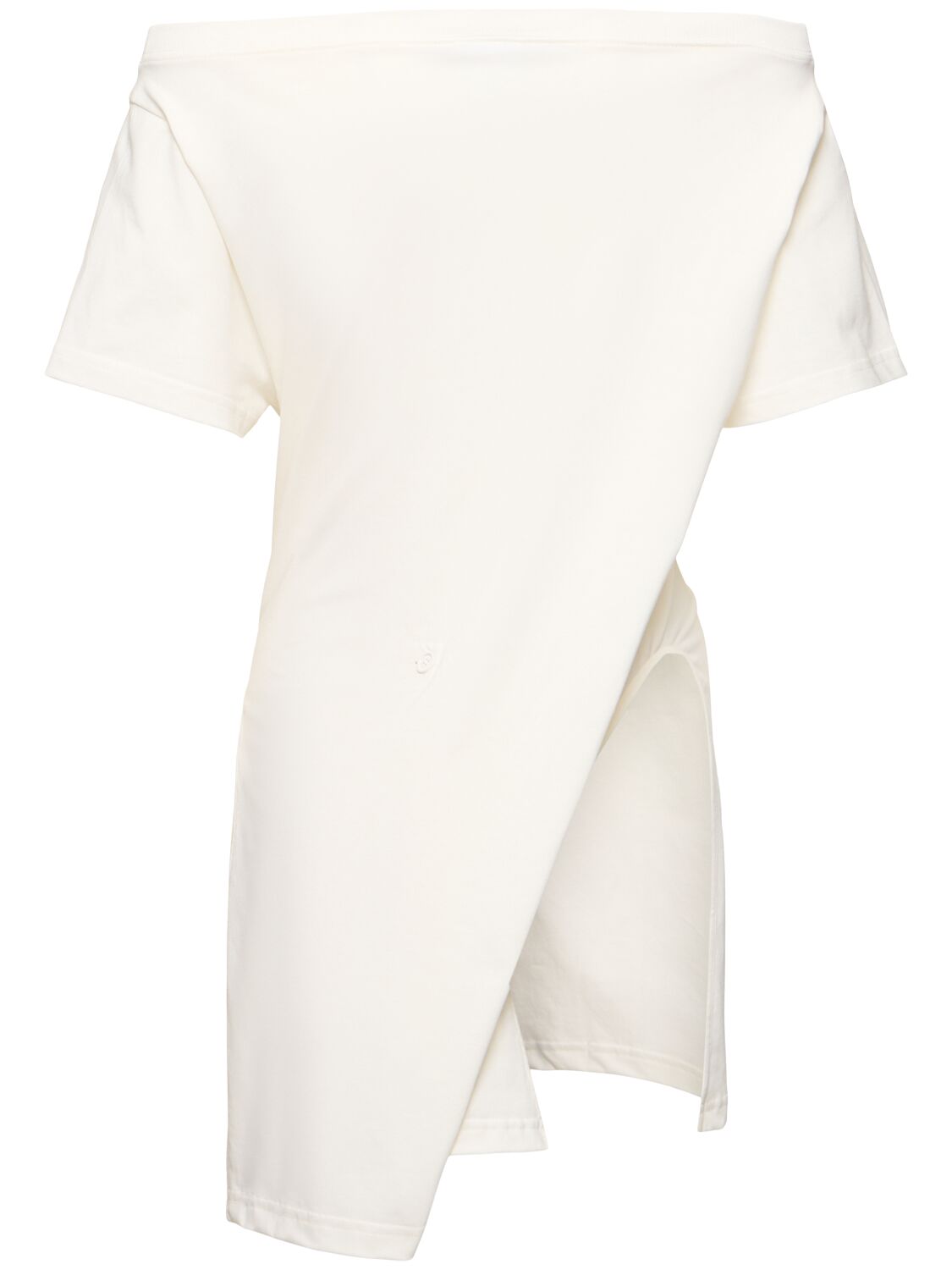 Shop Courrèges Boatneck Cotton Mini Dress In White