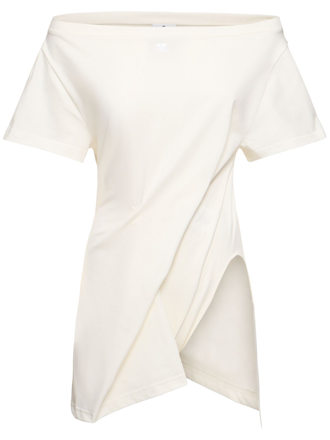 Courrèges Boatneck Cotton Mini Dress In White
