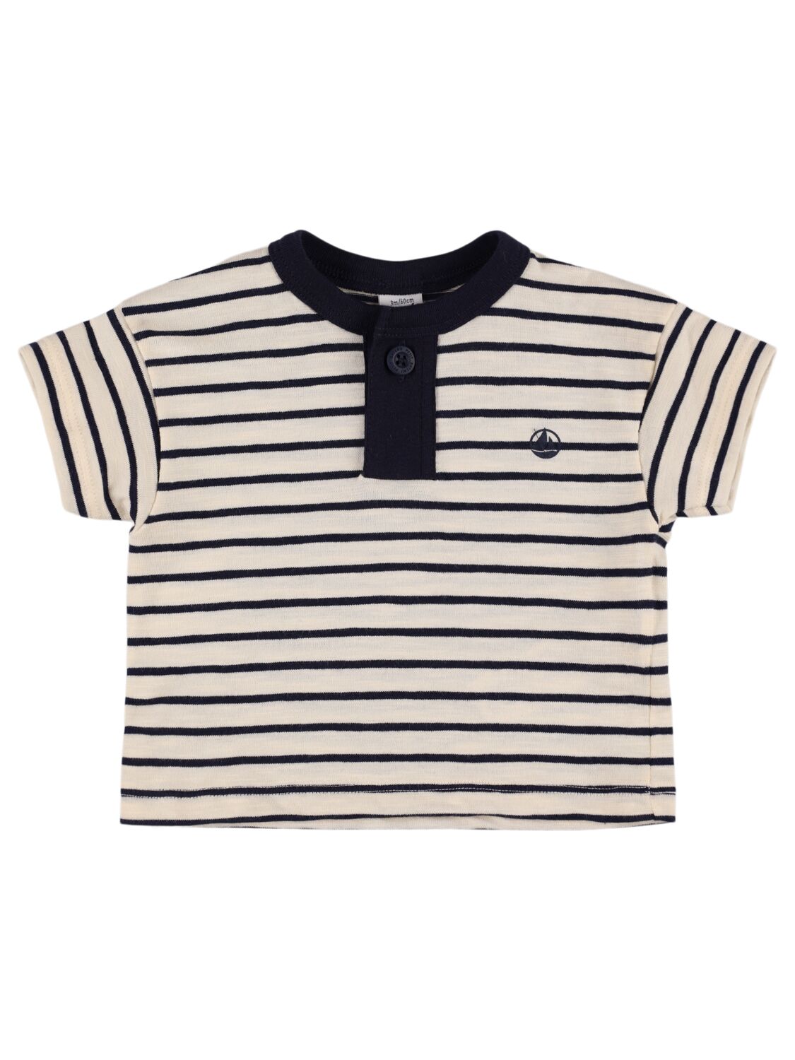 Petit Bateau Kids' Striped Cotton T-shirt In 화이트,네이비