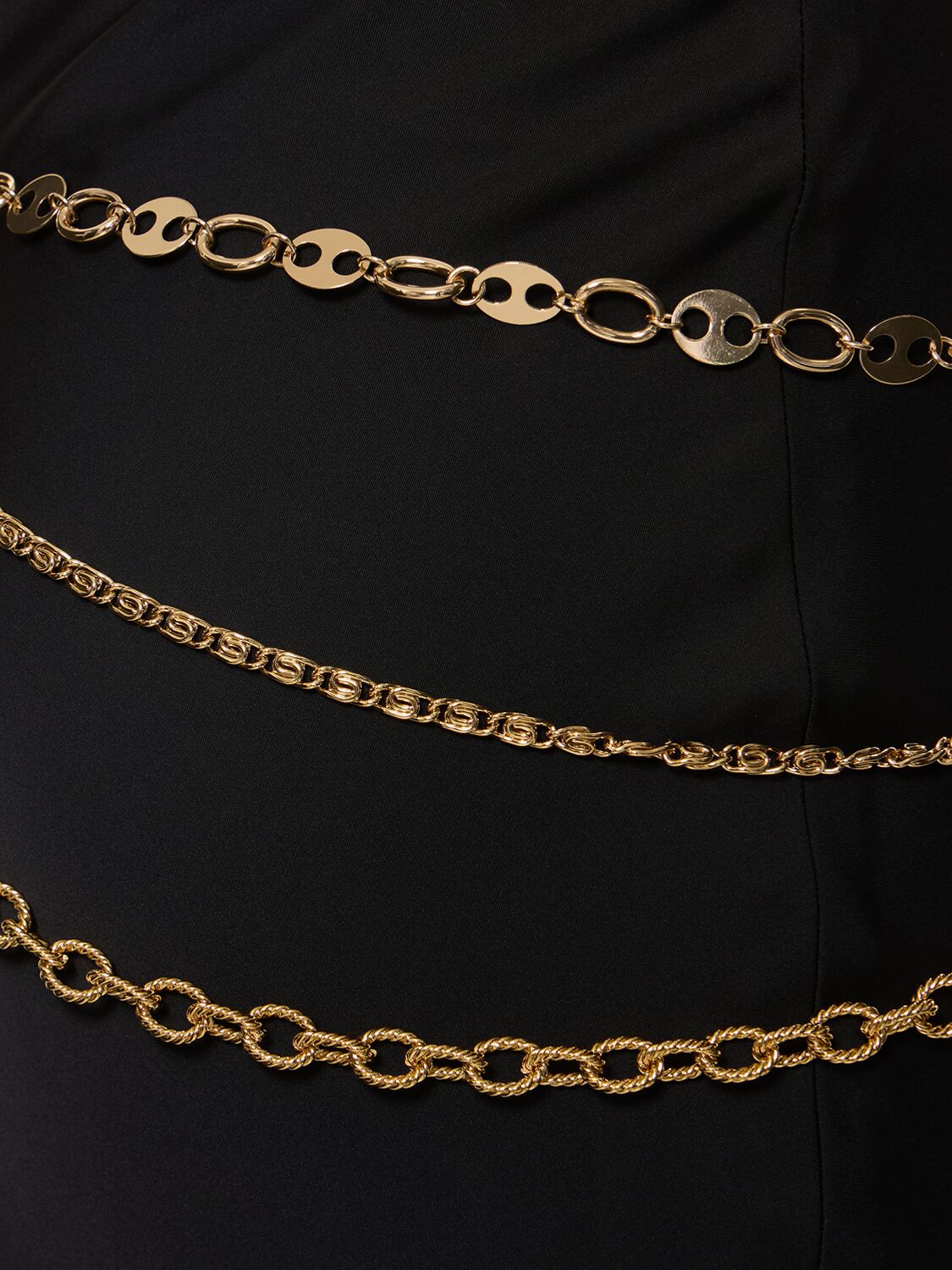 Shop Rabanne Satin Long Skirt W/ Chains In Black