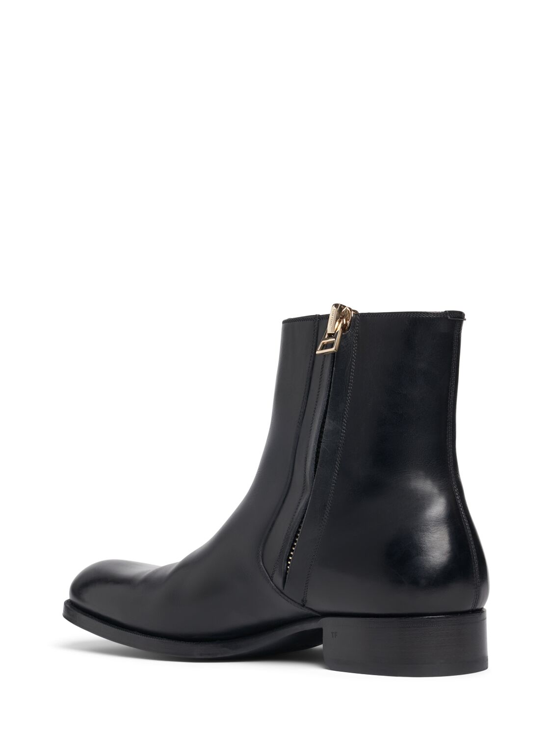 Shop Tom Ford Elkan Burnished Leather Zip Boots In Black