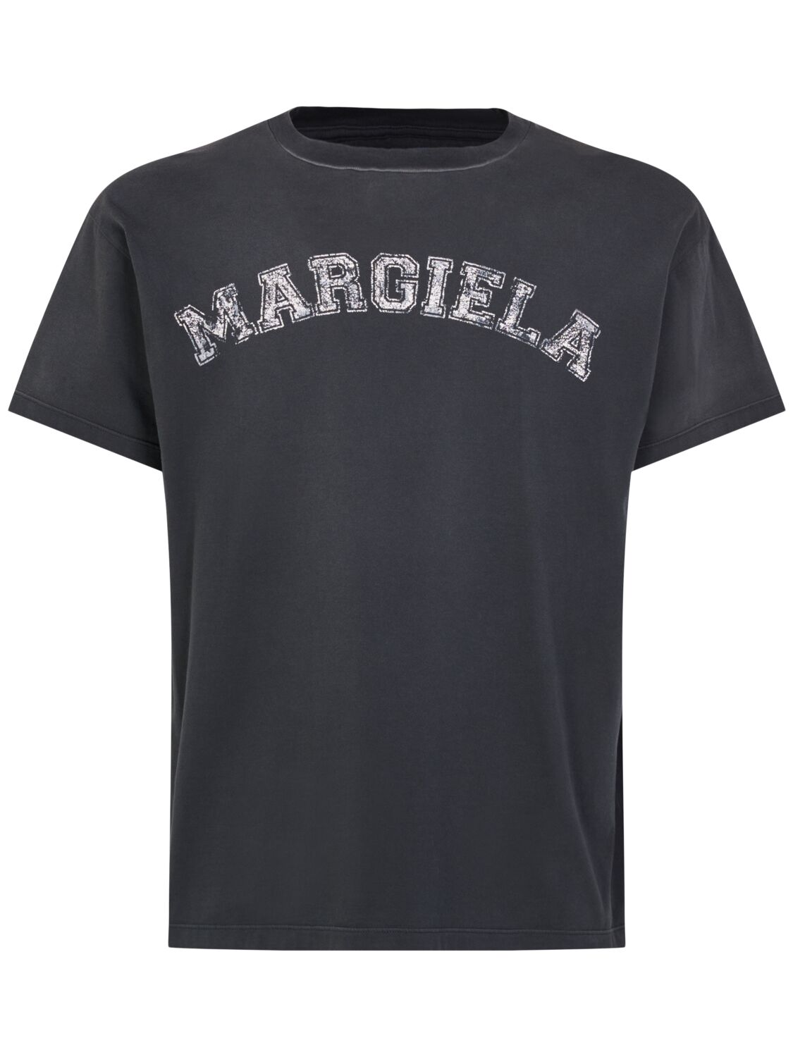 Maison Margiela Overdyed Cotton Jersey T-shirt In Washed Black