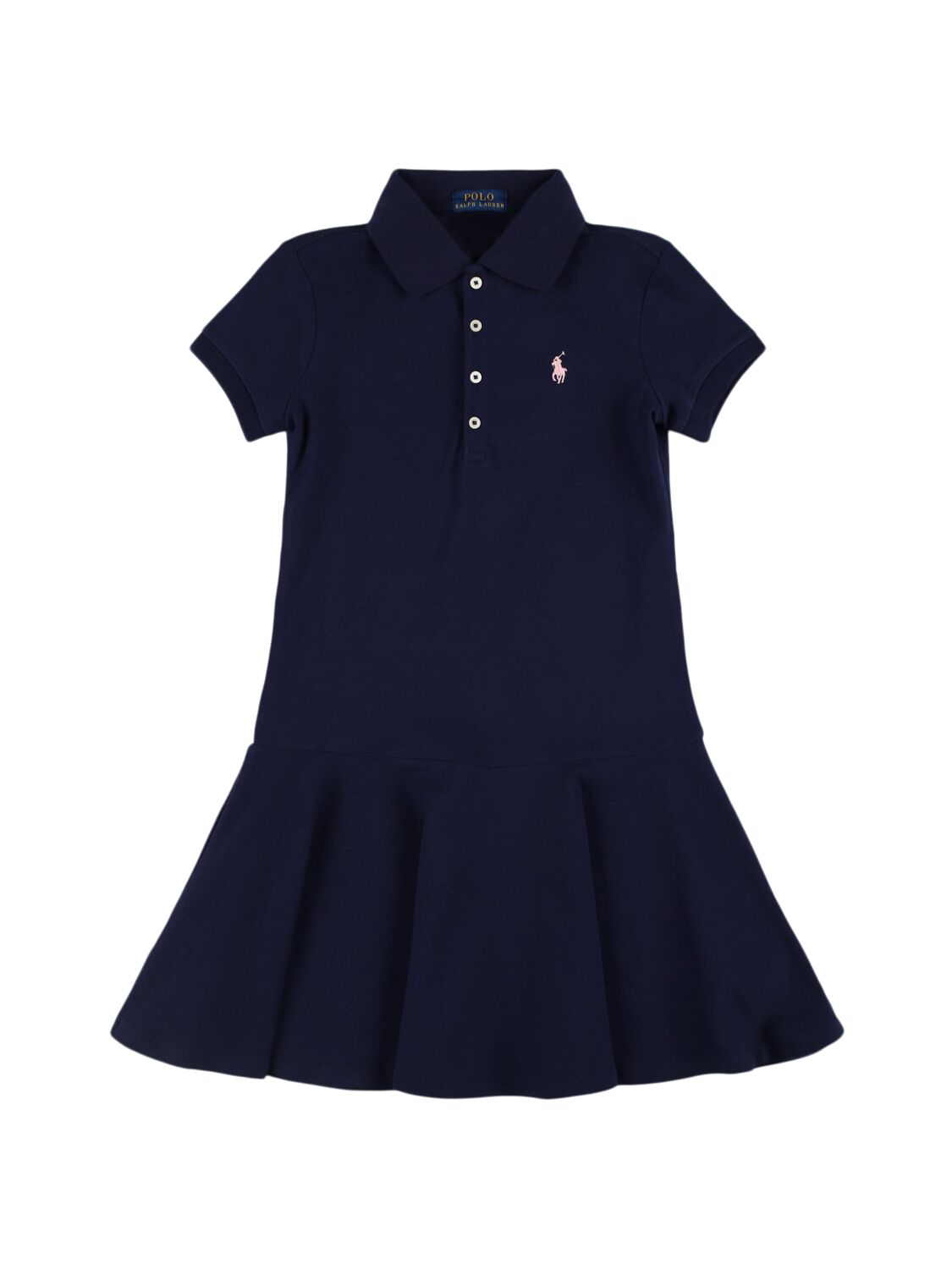 Ralph Lauren Babies' Cotton Blend Piquet Polo Dress In Blue
