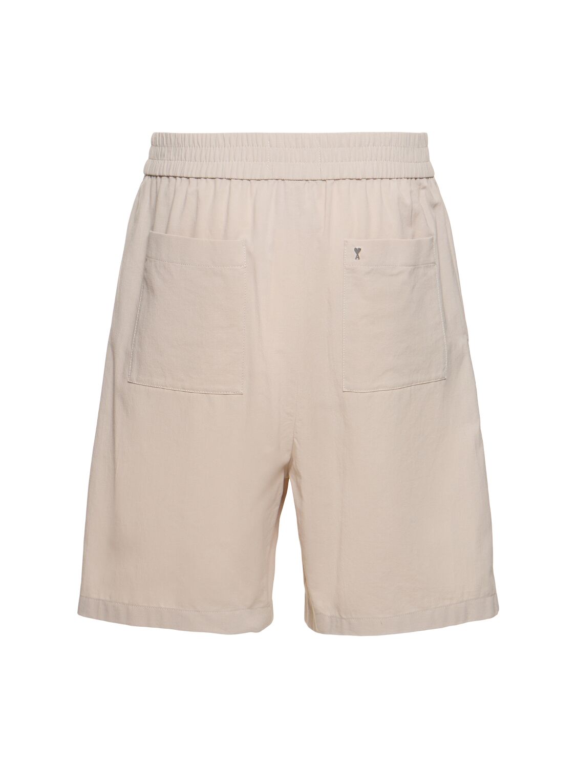 Shop Ami Alexandre Mattiussi Cotton Crepe Bermuda Shorts In Light Beige