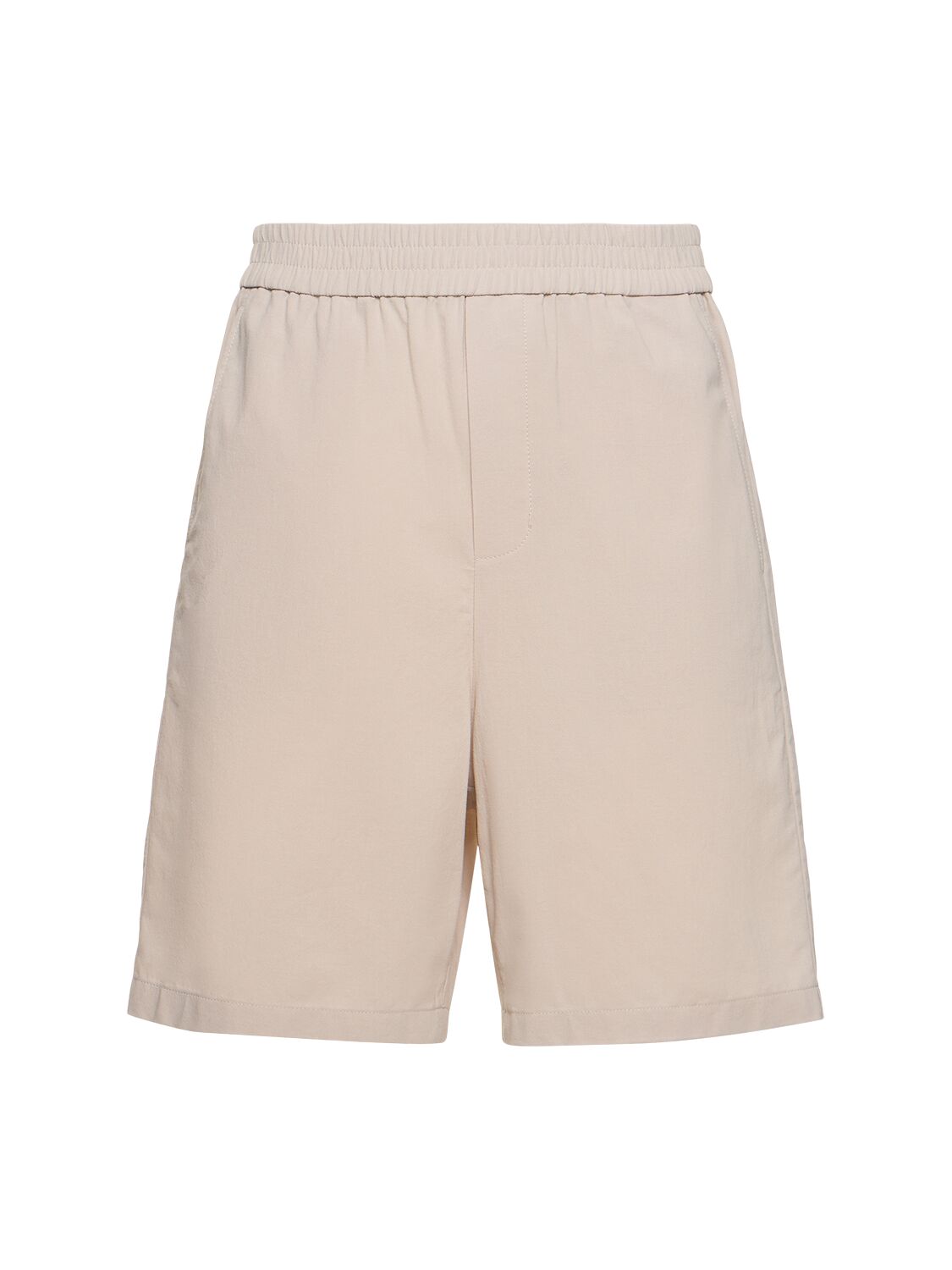 Ami Alexandre Mattiussi Cotton Crepe Bermuda Shorts In Light Beige