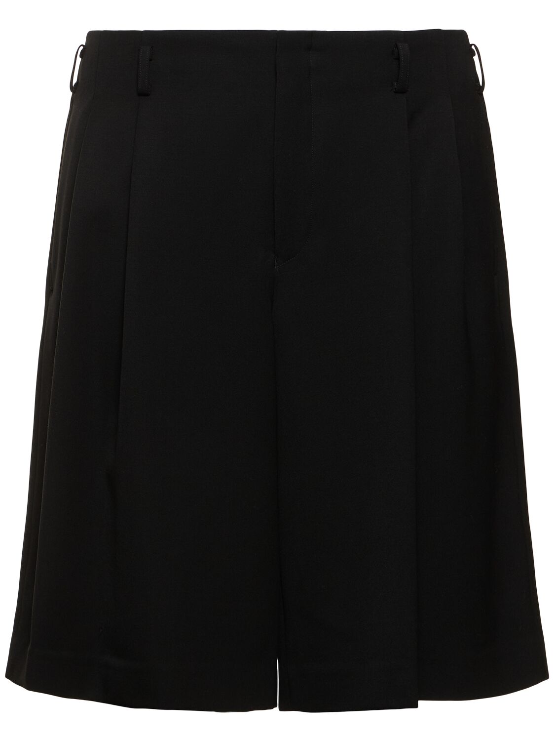 Comme Des Garçons Pleated Wool Shorts In Black
