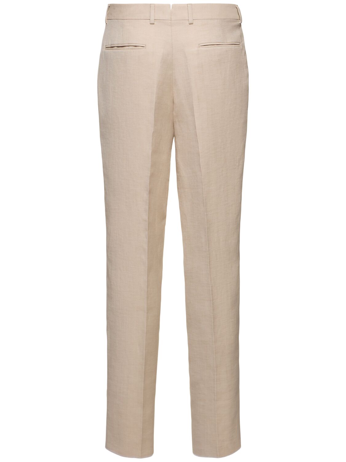 Shop Zegna Linen & Wool Pleated Pants In 米黄色