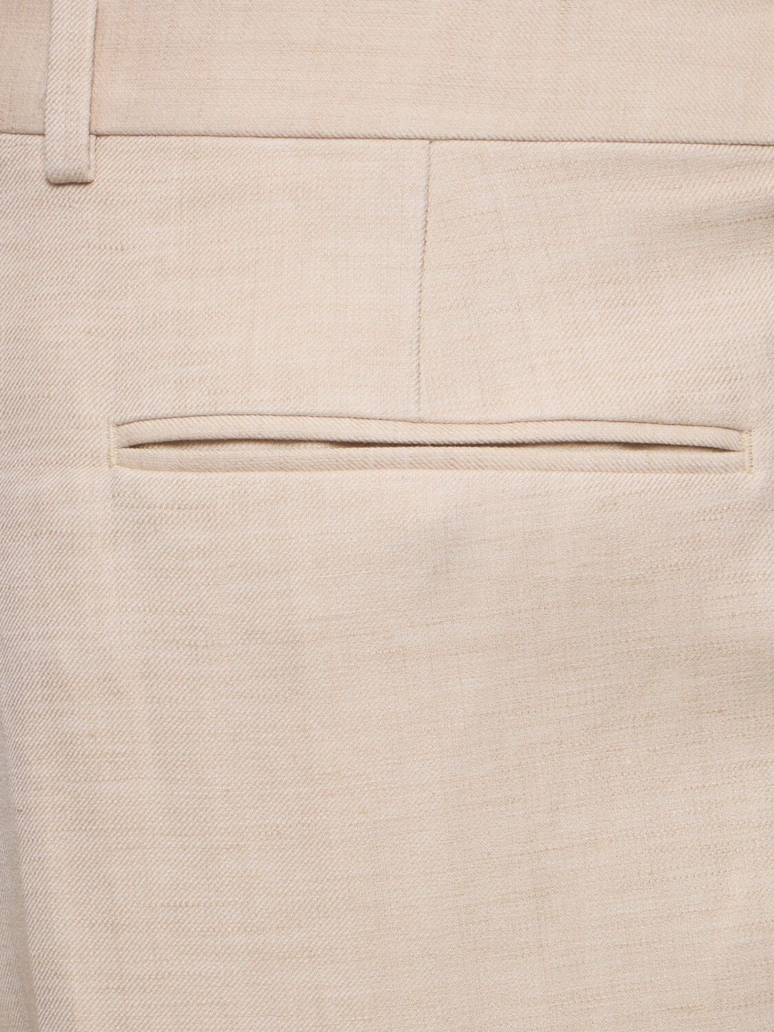 Shop Zegna Linen & Wool Pleated Pants In 米黄色