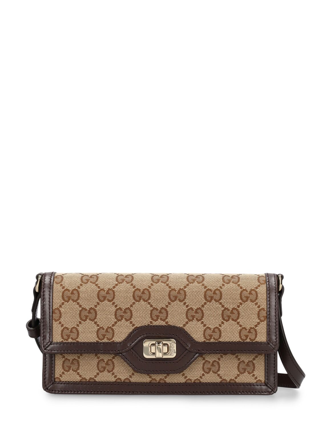 Gucci Mini Gg Canvas Shoulder Bag In Ebony,cocoa