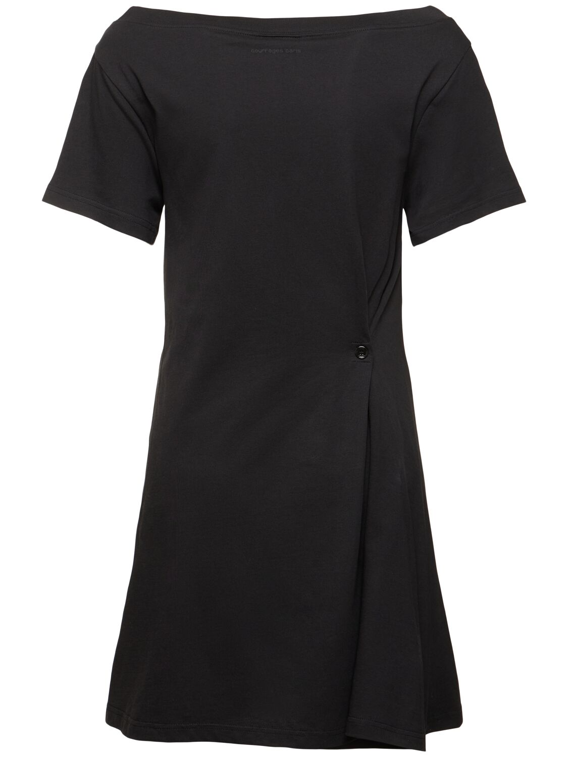 Shop Courrèges Boatneck Cotton Mini Dress In Black