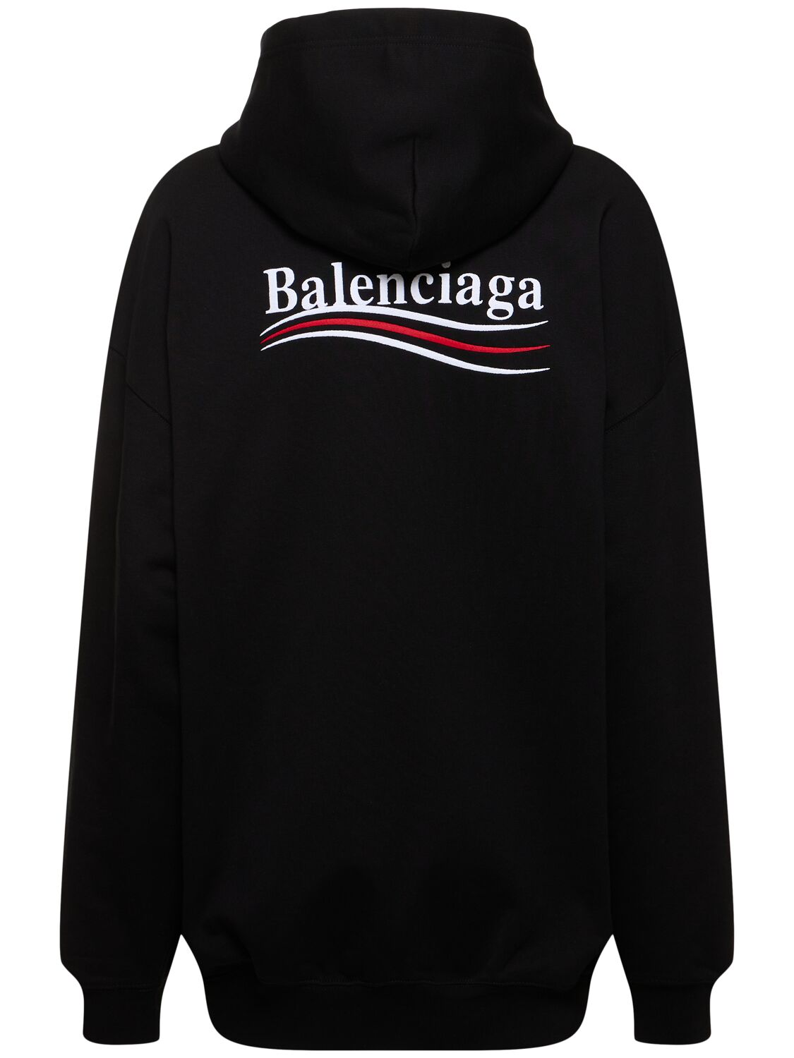 Shop Balenciaga Medium Fit Cotton Hoodie In Black,white