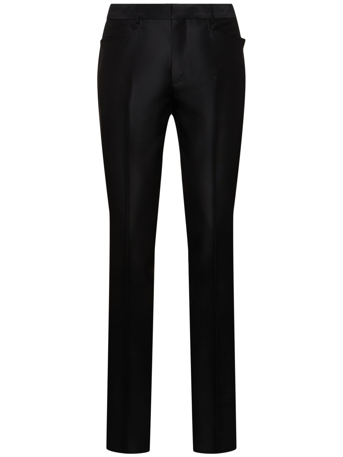 Tom Ford Atticus Wool Blend Faille Pants In Black