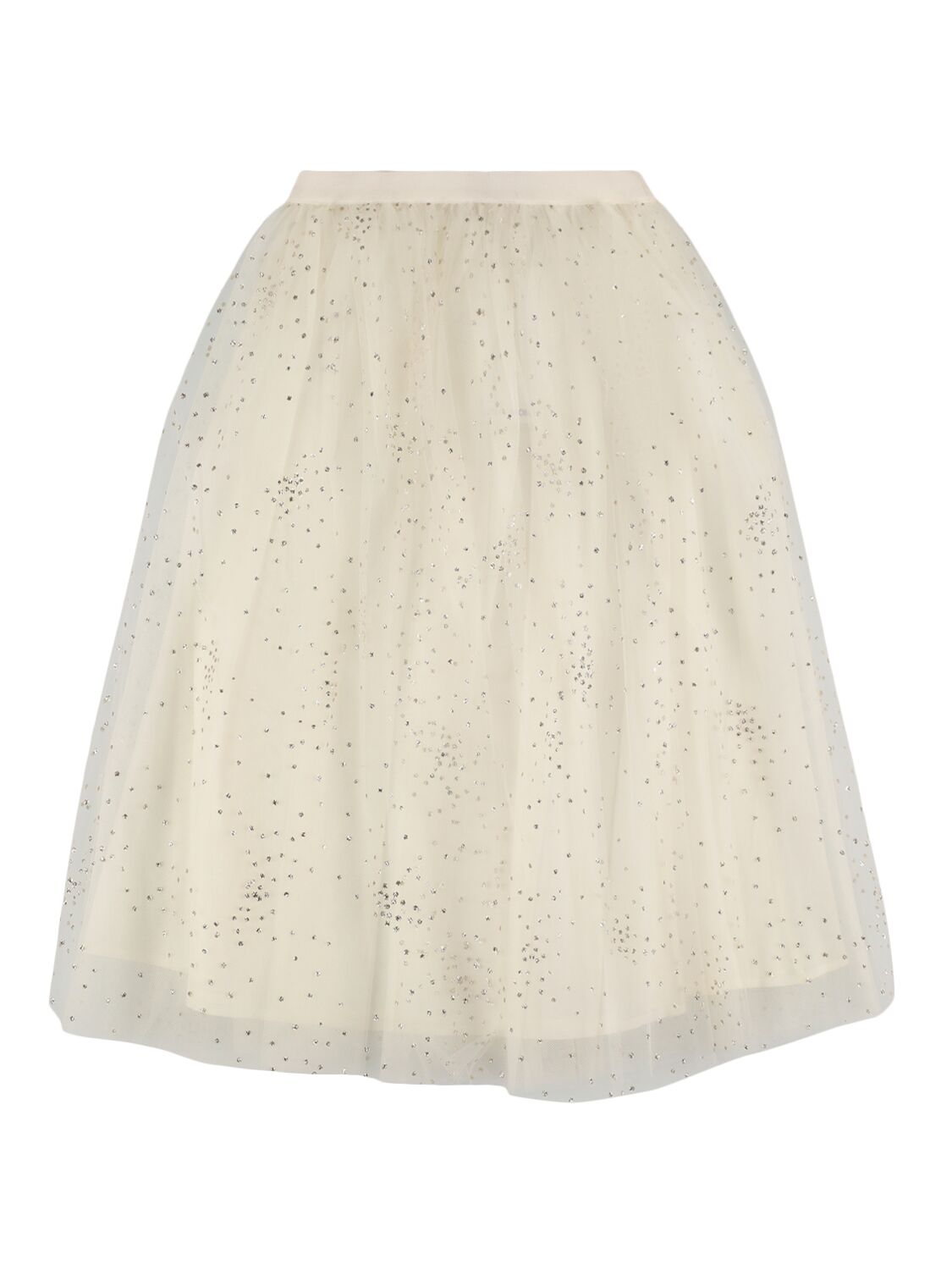 Bonpoint Kids' Glittered Stretch Tulle & Satin Skirt In White