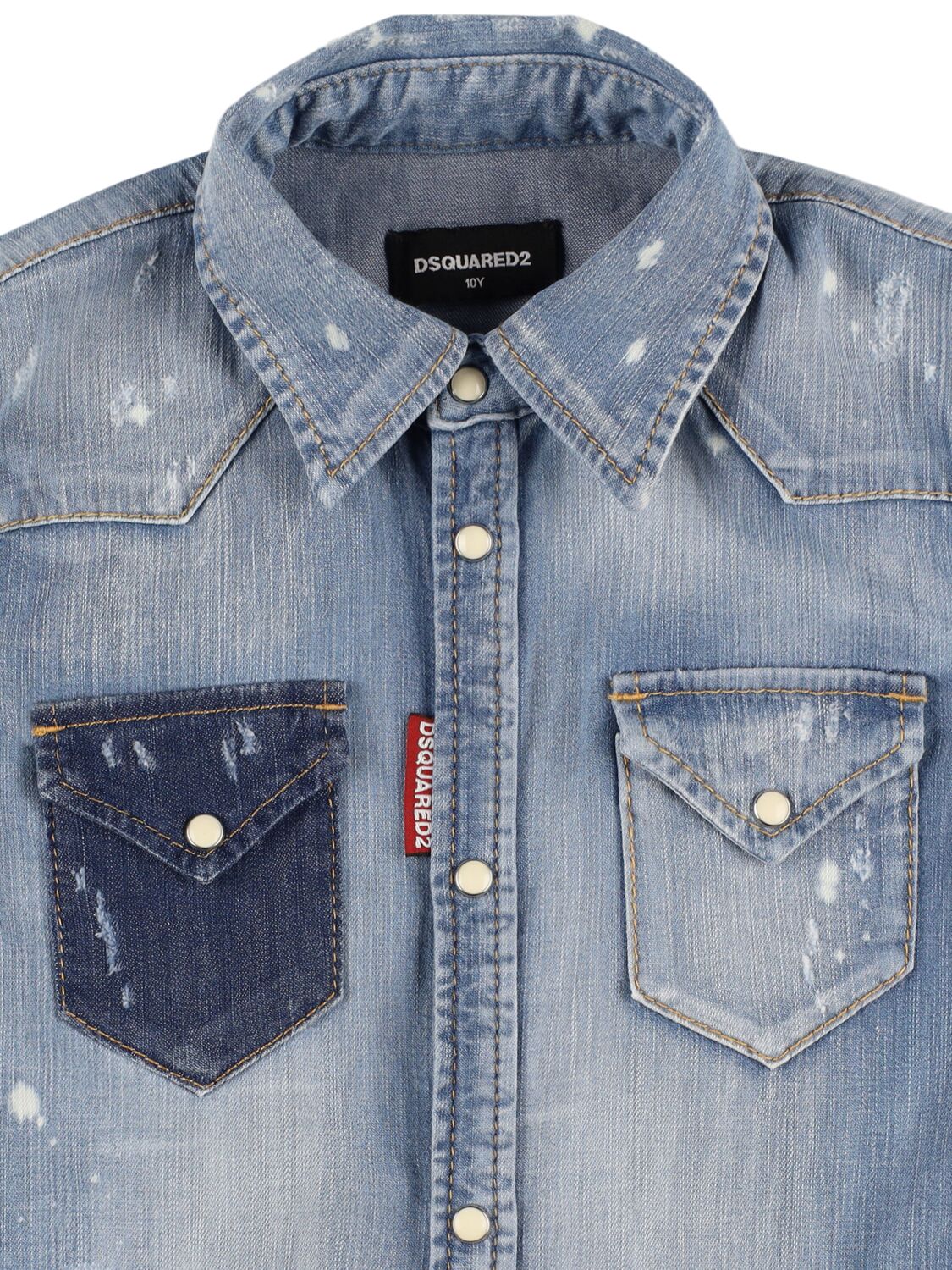 Shop Dsquared2 Light Cotton Denim Shirt In 라이트 블루