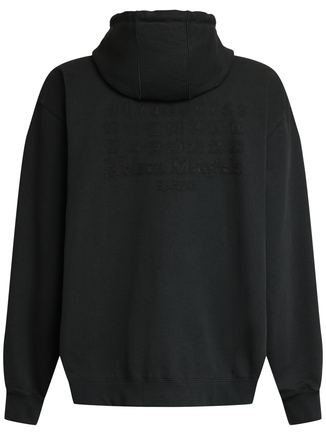 Shop Maison Margiela Cotton Jersey Zipped Sweatshirt In Washed Black