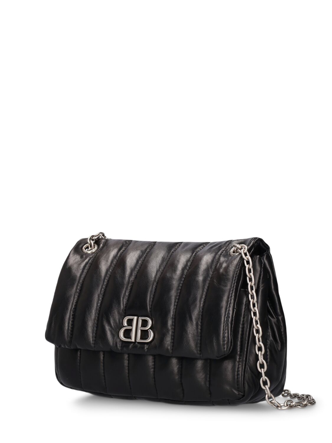 Shop Balenciaga Mini Monaco Leather Shoulder Bag In Black