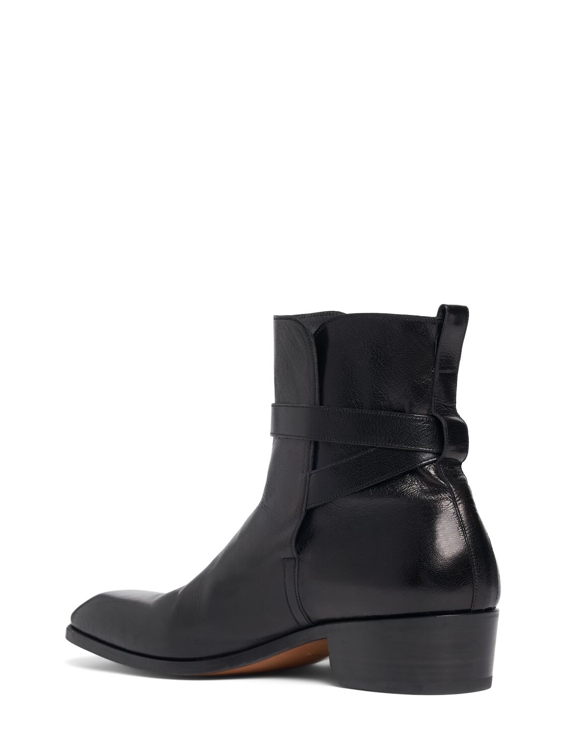 Shop Tom Ford Kenneth Grained Leather Buckle Boots In Black