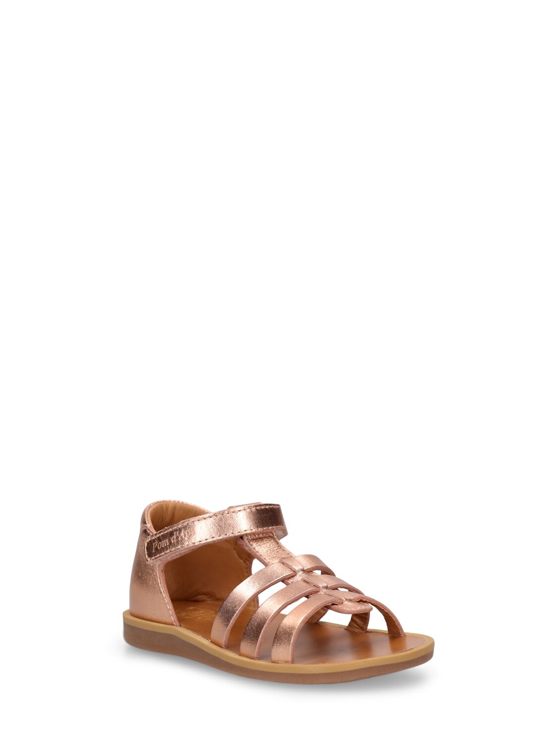 Shop Pom D'api Metallic Leather Strap Sandals In 골드