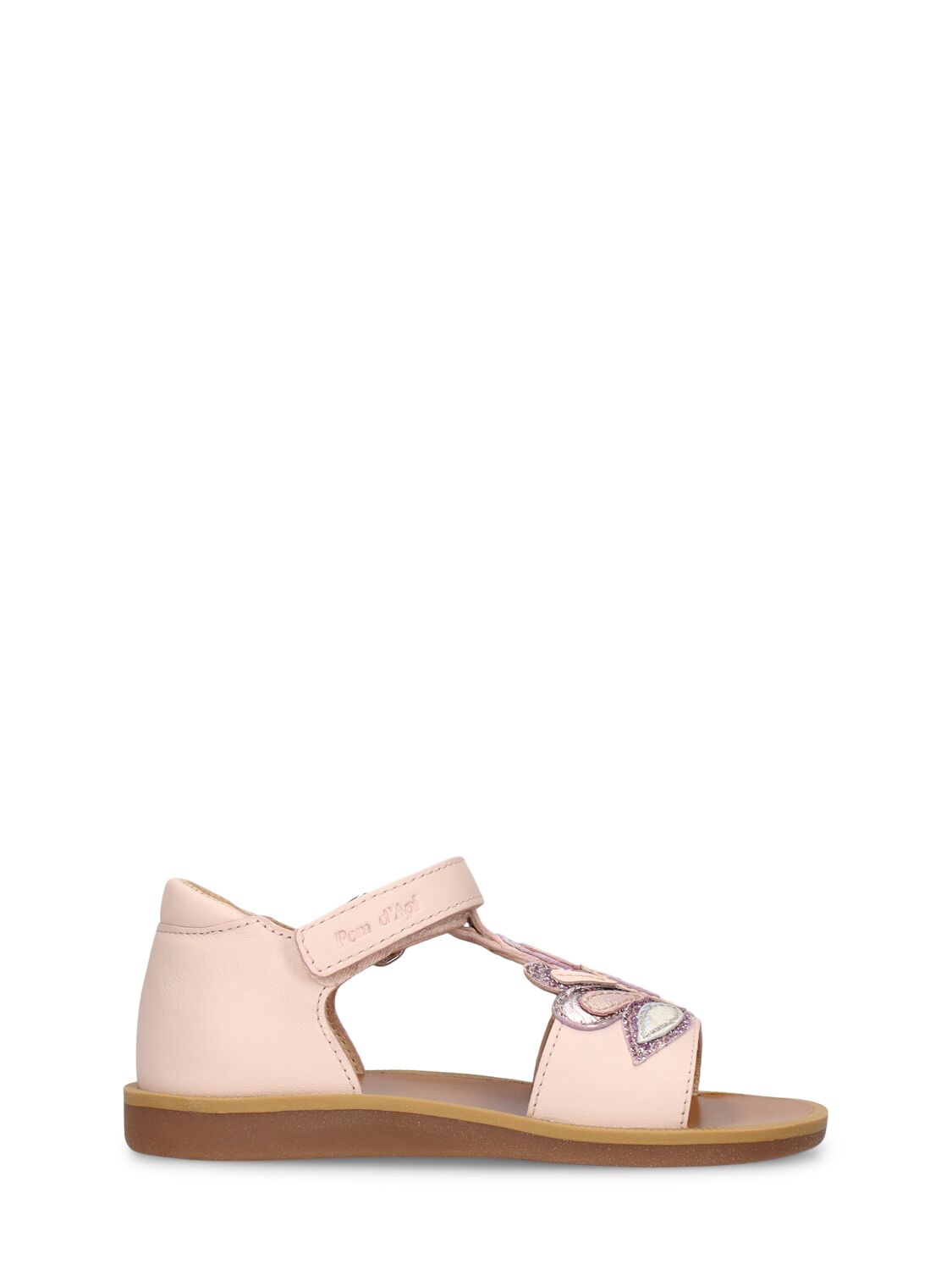 Pom D'api Kids' Nappa Sandals W/glitter Details In 핑크