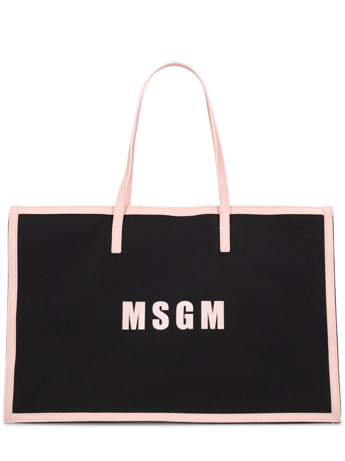 Msgm Kids' Canvas Shopper Bag In 블랙