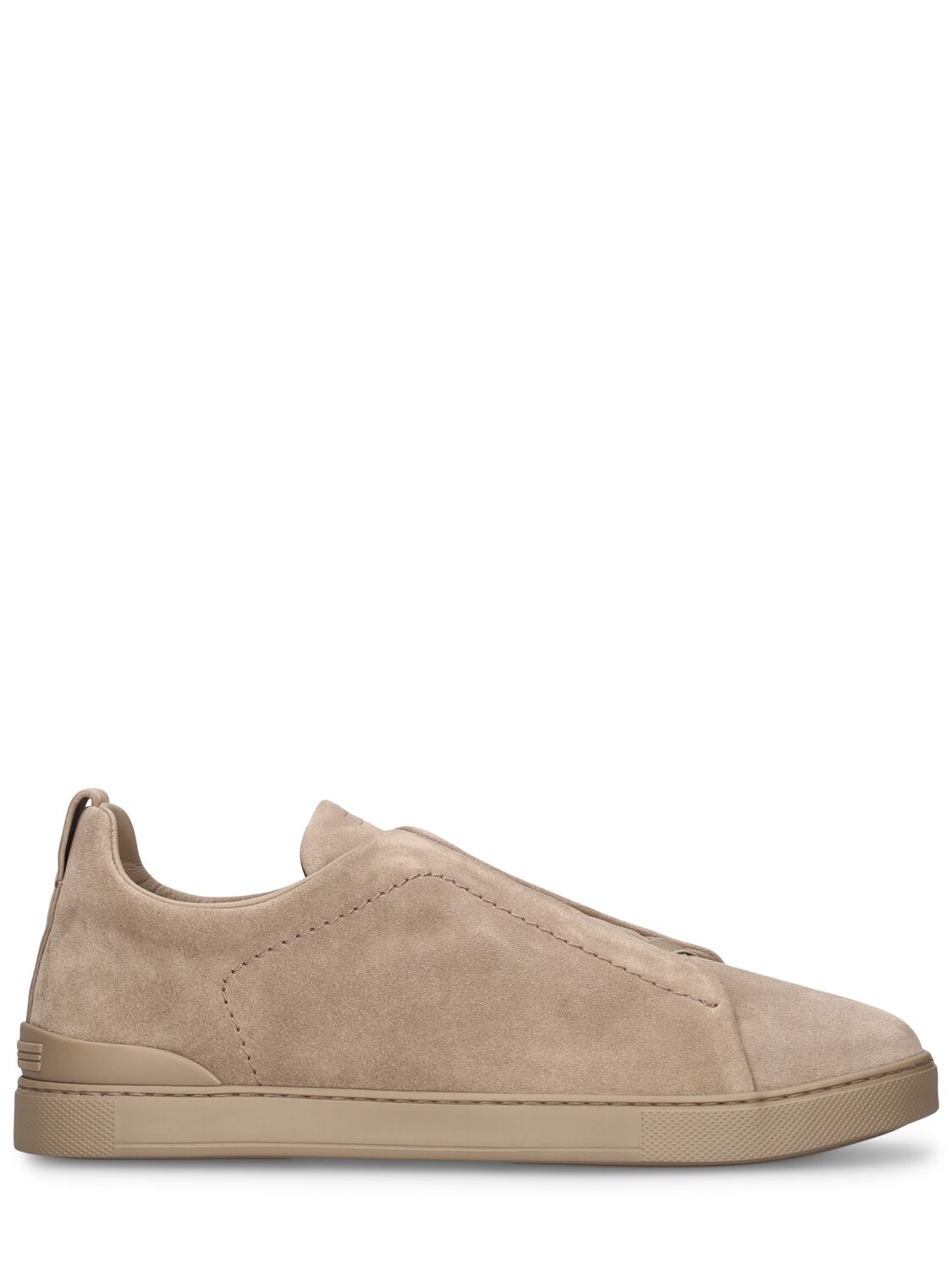 Zegna Triple Stitch Leather Low-top Sneakers In 라이트 베이지