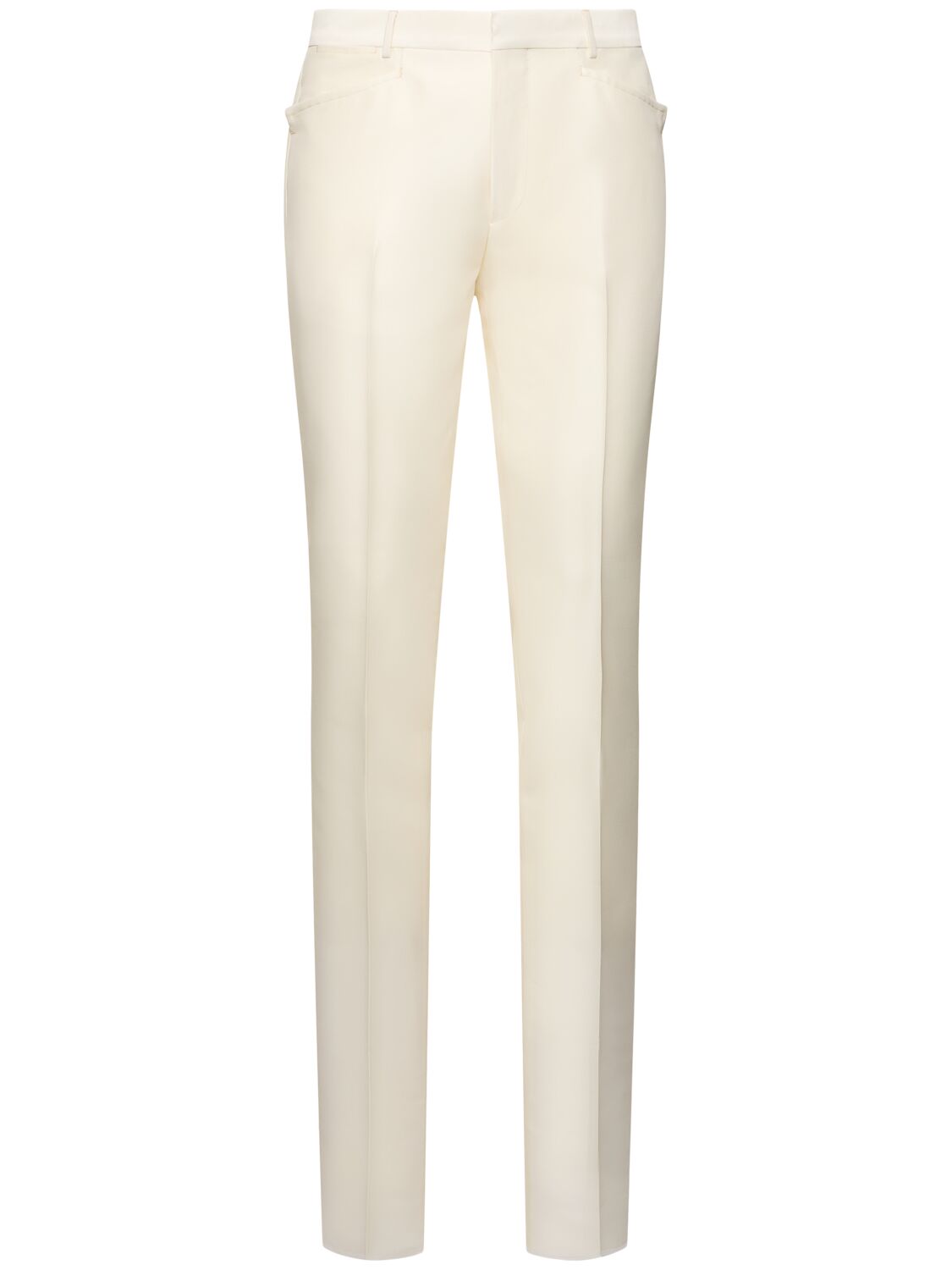 Tom Ford Atticus Wool Blend Faille Pants In Ivory