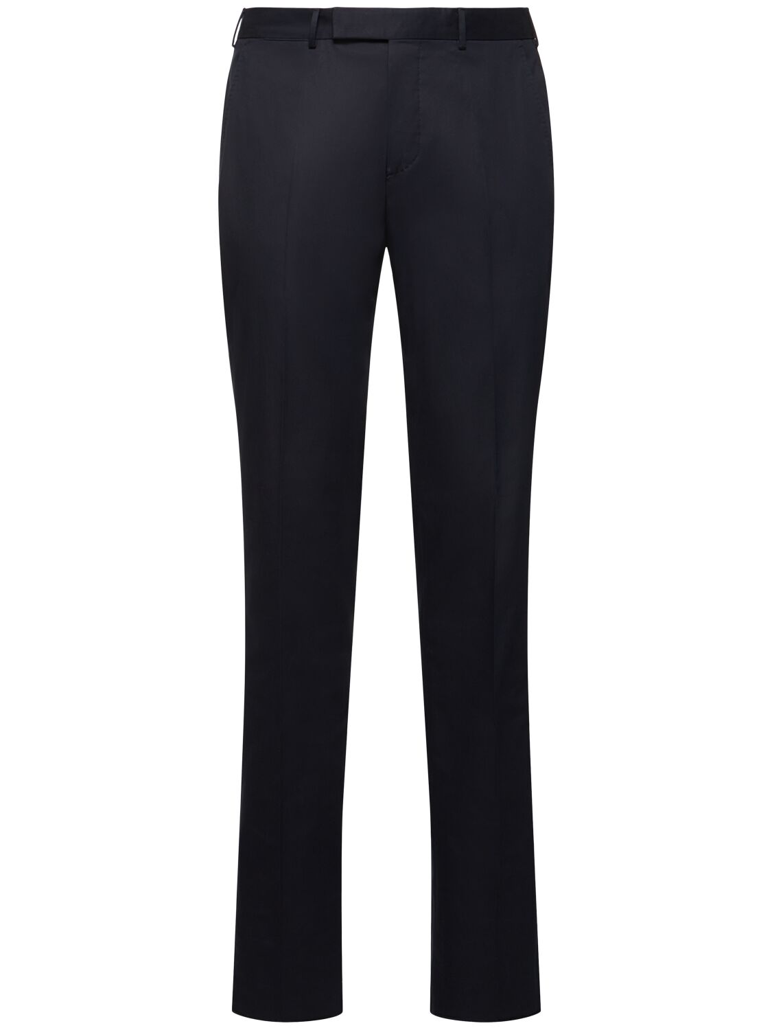 Shop Zegna Cotton Blend Flat Front Slim Pants In Black