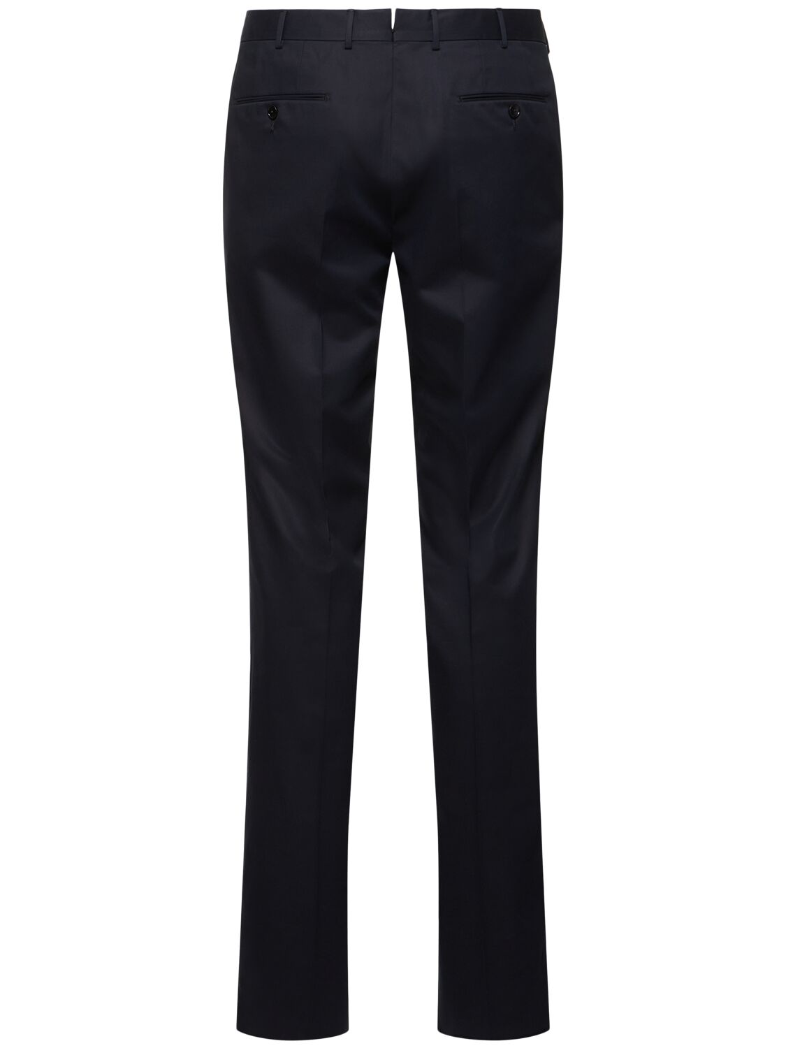 Shop Zegna Cotton Blend Flat Front Slim Pants In Black