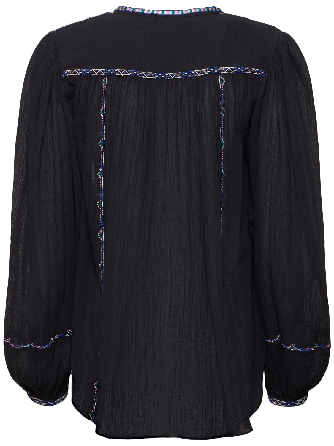 Shop Marant Etoile Silekia Self-tie Cotton Shirt In Black