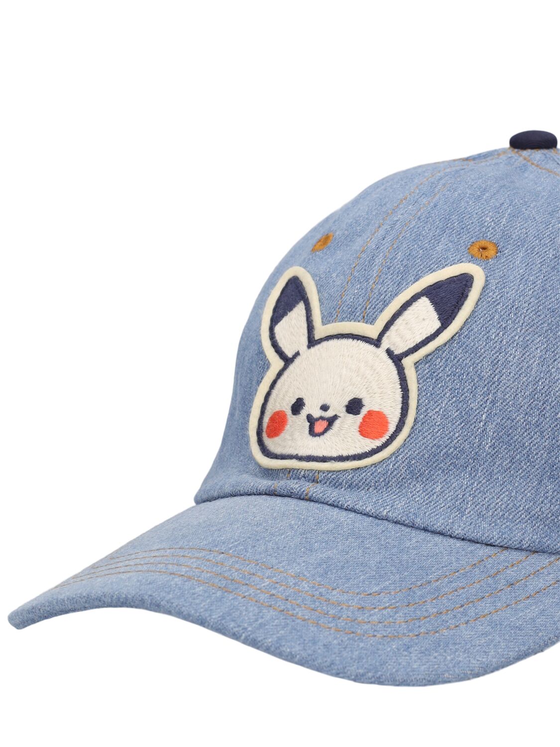 Shop Bonpoint Pikatchu Printed Chambray Hat In Blue