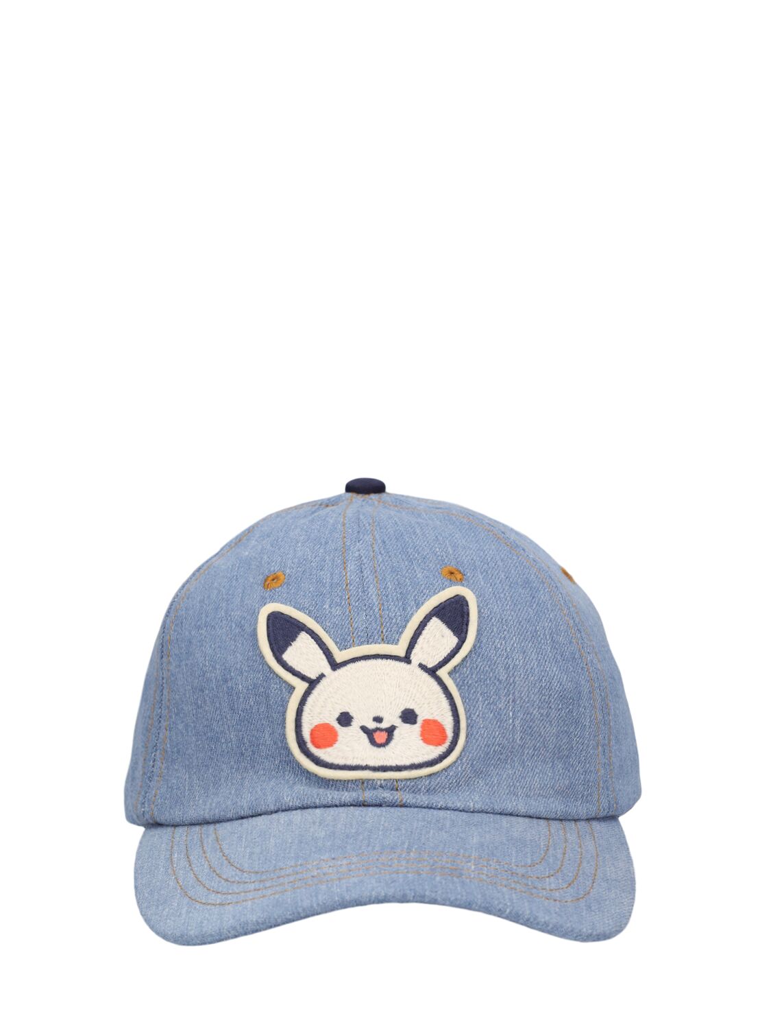 Bonpoint Pikatchu Printed Chambray Hat In Blue