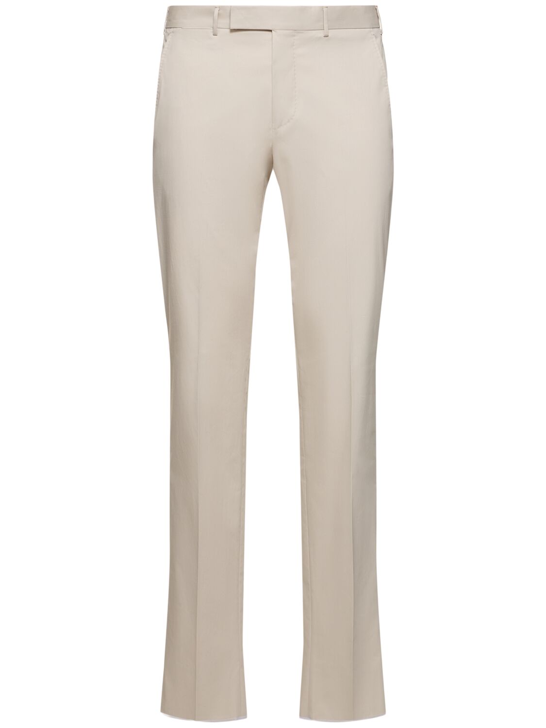 Image of Cotton Flat Front Slim Pants