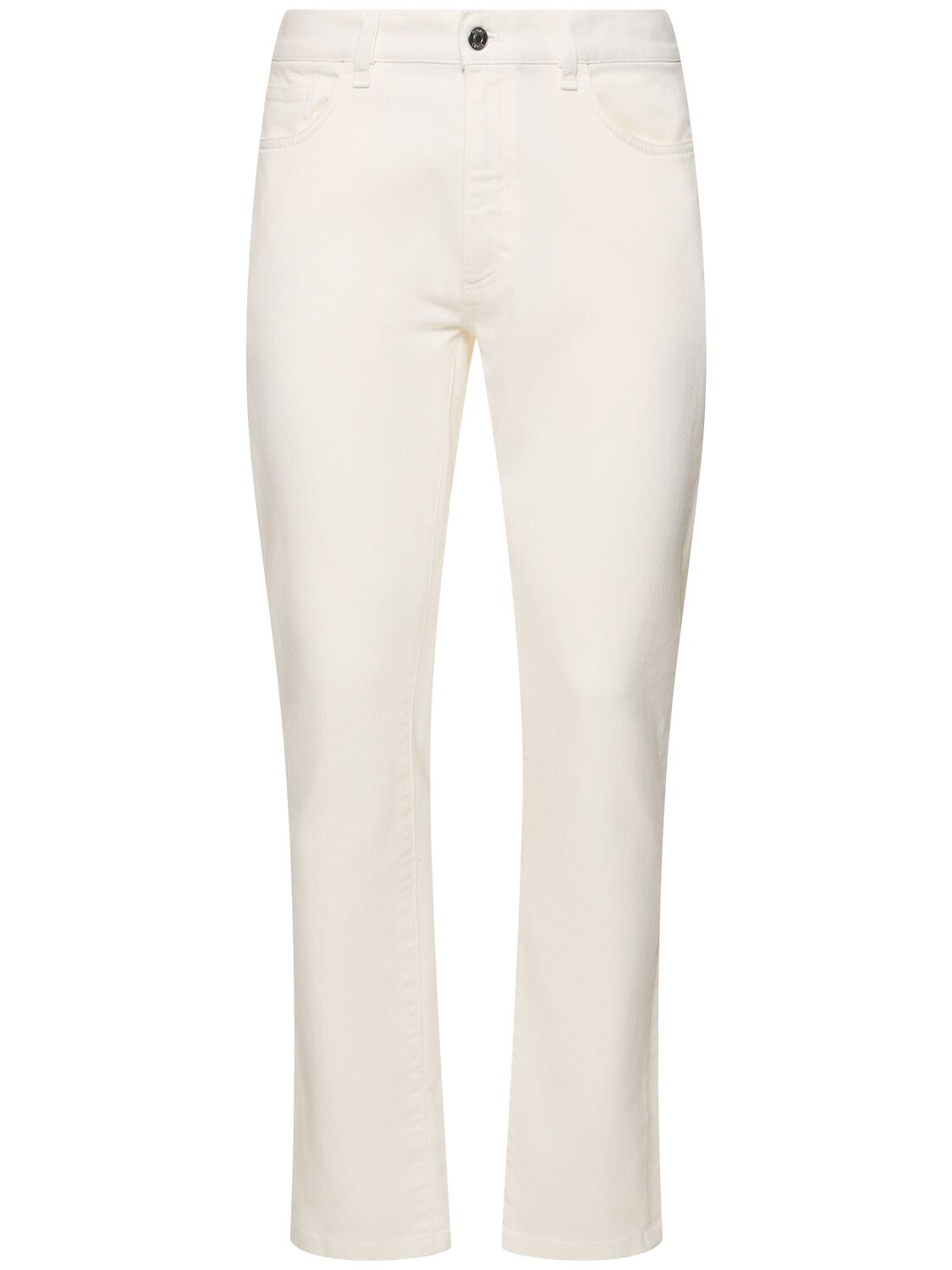 Zegna Five Pocket Cotton Pants In White