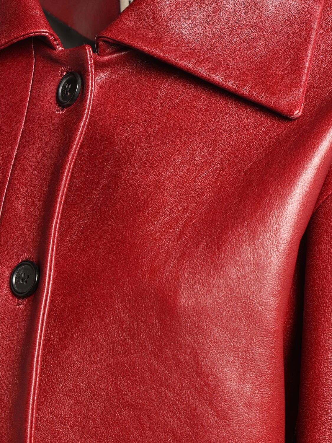 Shop Khaite Sue Cropped Leather Jacket In Red