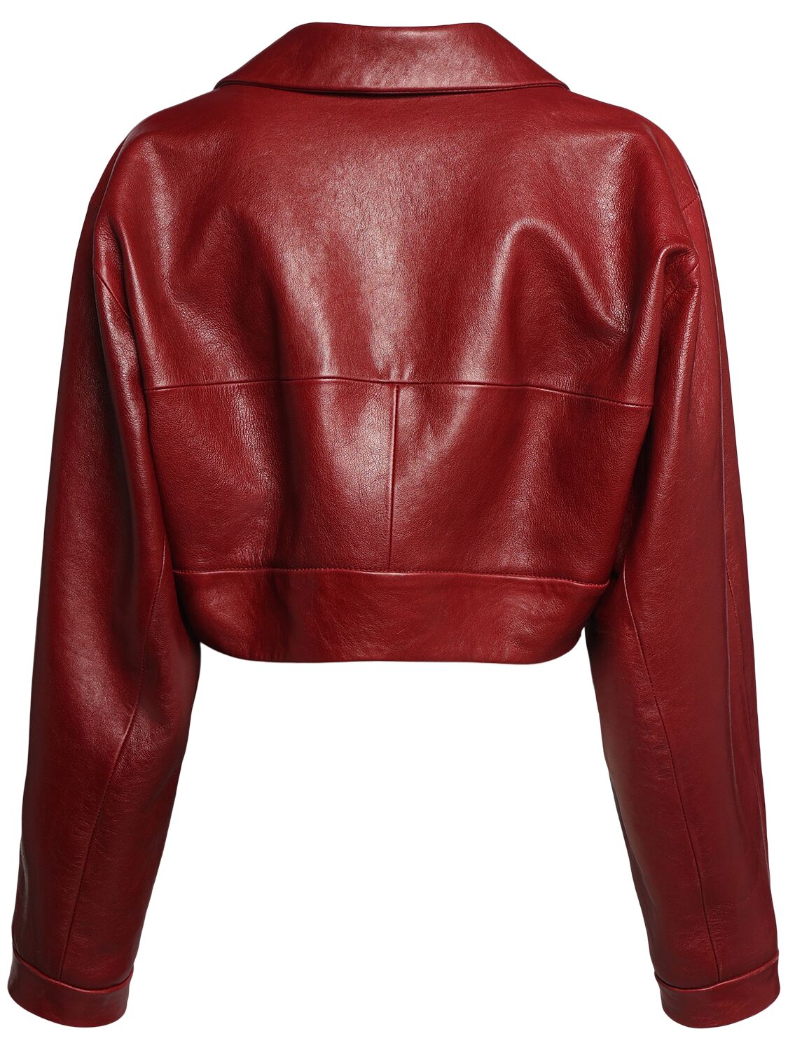 Shop Khaite Sue Cropped Leather Jacket In Red