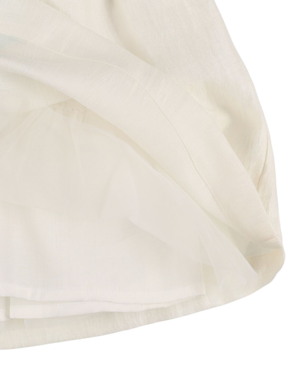 Shop Il Gufo Linen Blend Dress In White,light Green