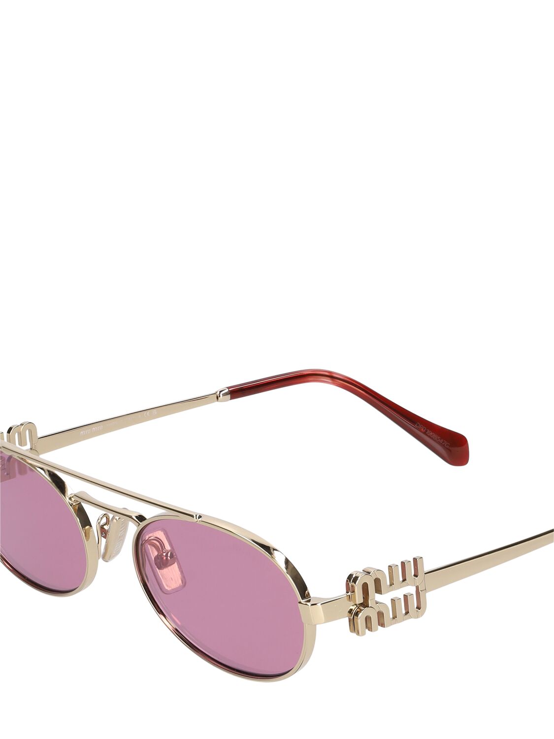 Shop Miu Miu Round Metal Sunglasses In Gold,pink