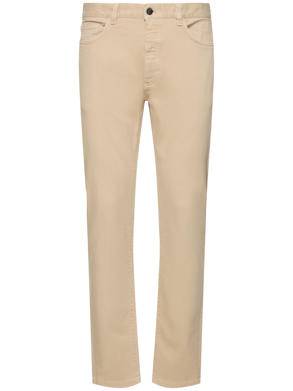 Zegna Five Pocket Cotton Trousers In Neutral