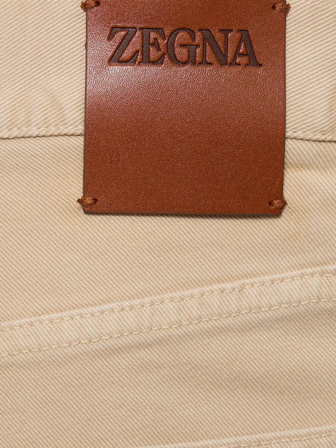 Shop Zegna Five Pocket Cotton Pants In Light Beige